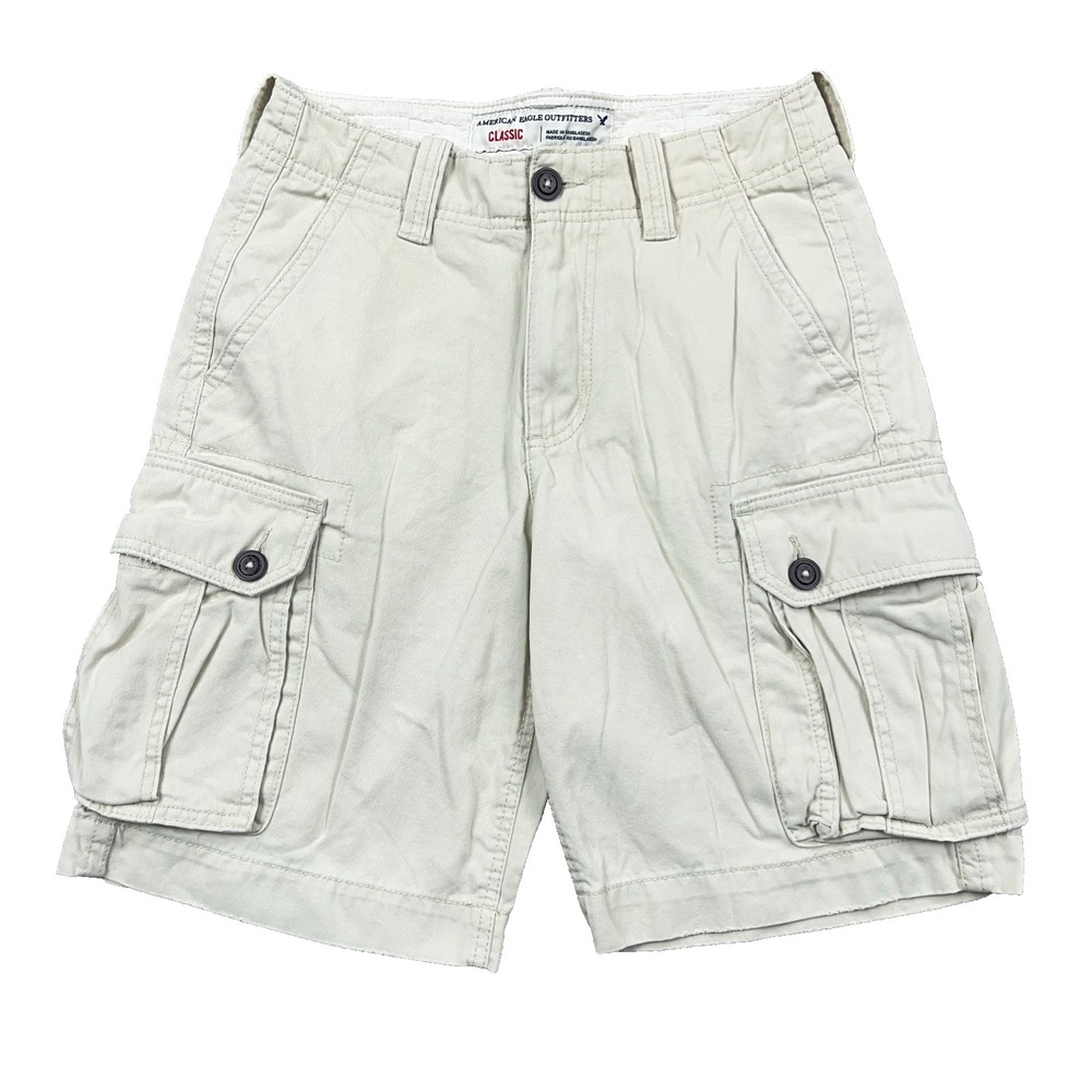 American Eagle Cargo Shorts Men 28 Tan Brown Khaki Classic Fit Retro Beige A06